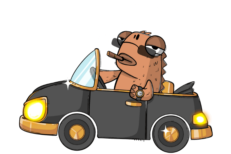 Character driving vehicle